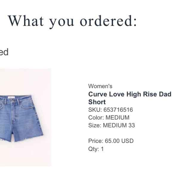 Abercrombie Curve Love Dad Shorts - Size 33 - Picture 5 of 8